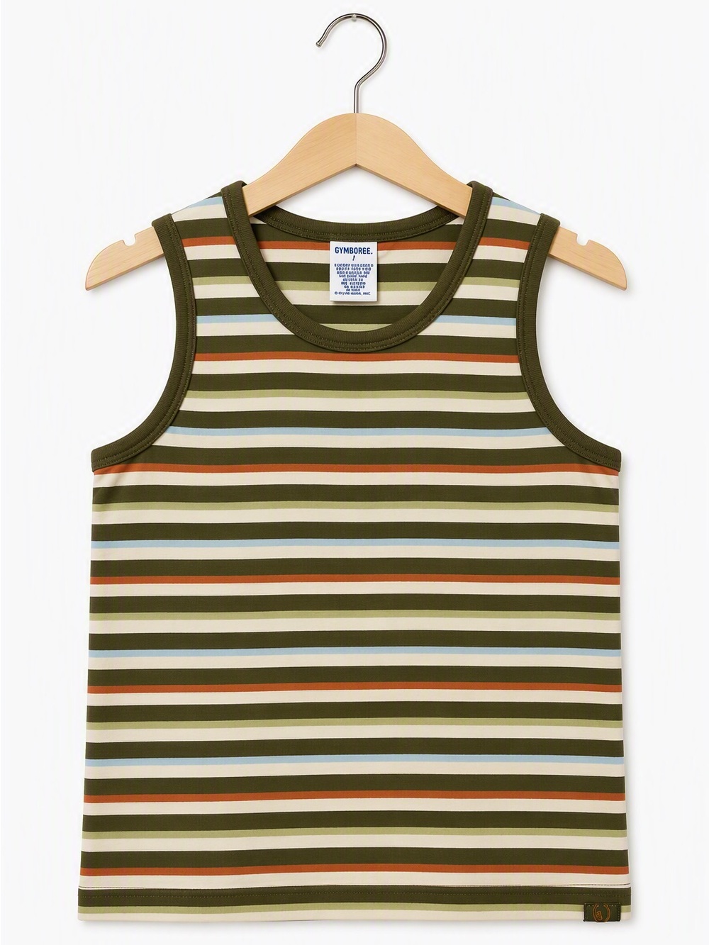 Vintage 2003 Gymboree Olive Green Earthy Striped Skater Unisex Tank Top 7Y Y2K
